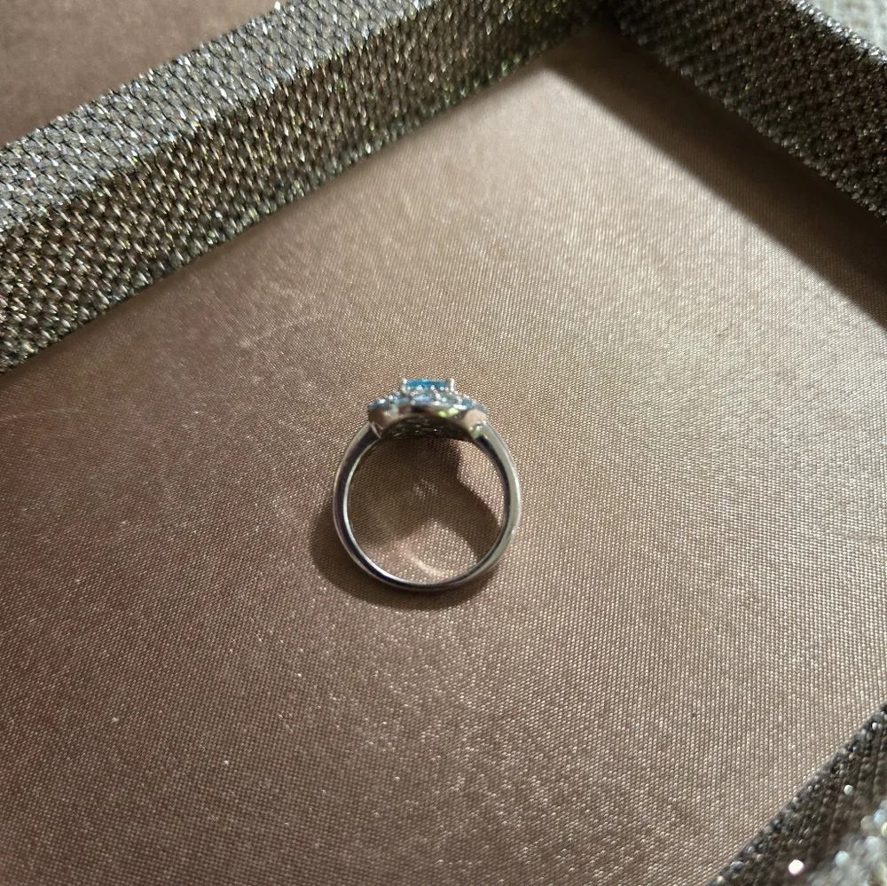 Sterling Silver Blue Topaz Aquamarine Ring
